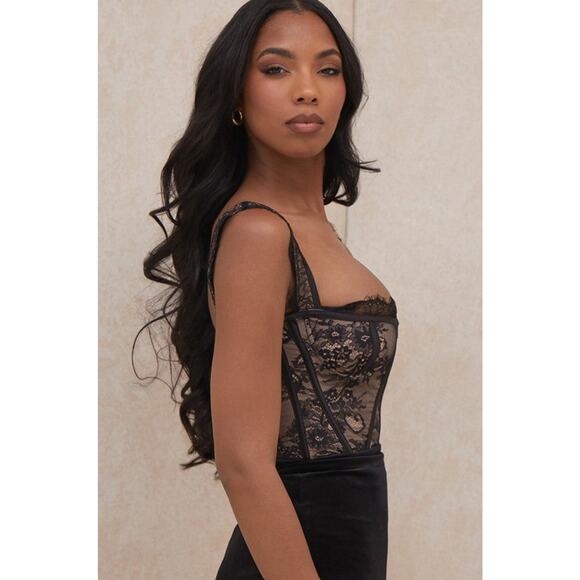 House of CB Emilie Lace Corset Bodysuit - M Black - Picture 5 of 8